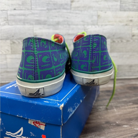 Vintage 90s Sperry Top-Sider Active CVO Print Sneakers Neon Purple Green Size 8 - Picture 5 of 11
